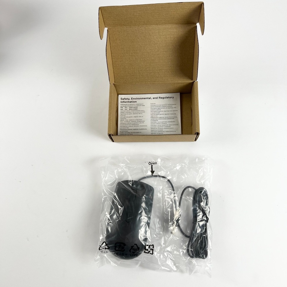 DELL Optical Wired Mouse‎ Black Unopened Box LED Tracking USB MS116-BK